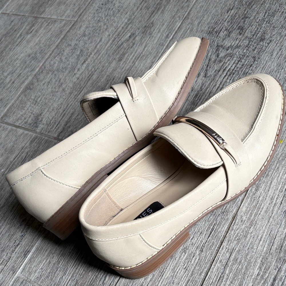 Jones New York Cream Leather Bit Loafers